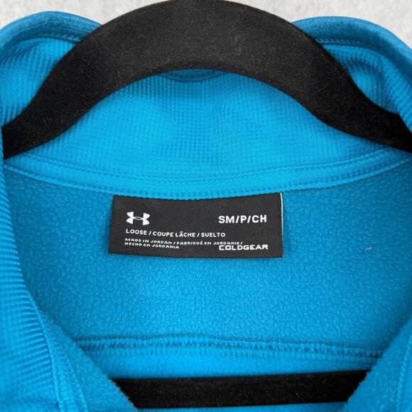 Under Armour Mens Fleece Lined 1/4 Zip Pullover Size S Blue Loose Fit Coldgear - Picture 6 of 11
